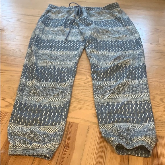 Anthropologie level 99 mosaic chambray joggers - Picture 2 of 2